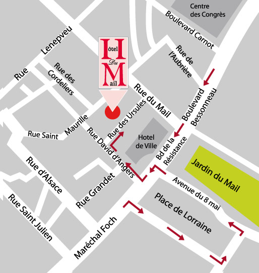 plan d'accès à l'Hôtel du Mail